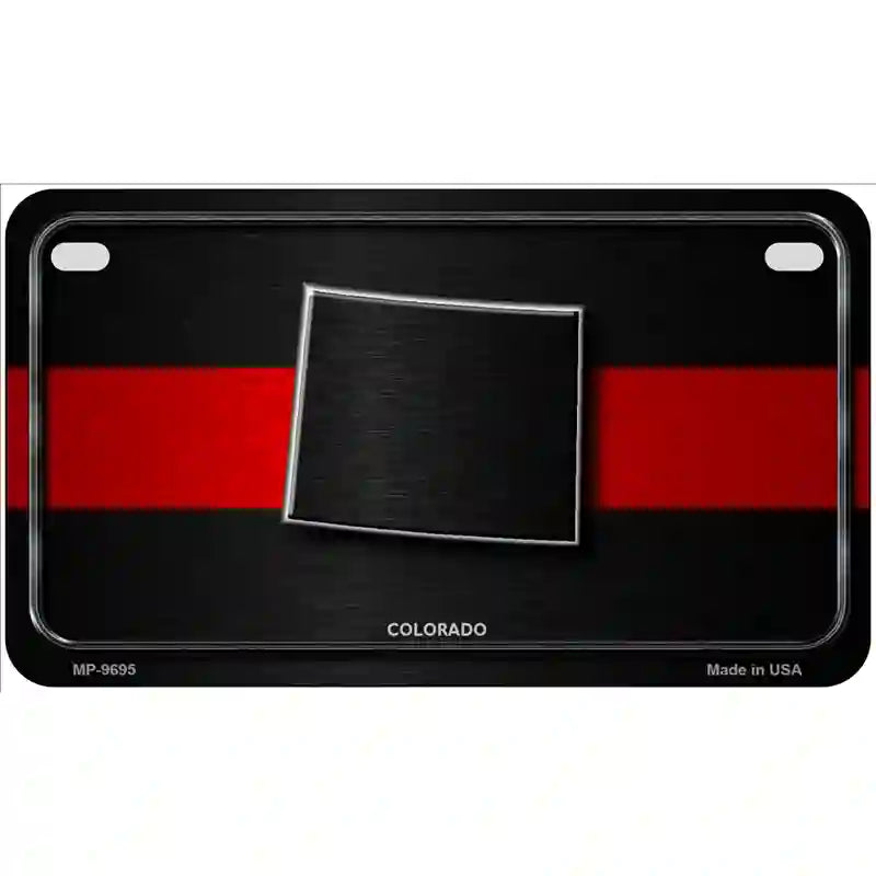 Colorado Thin Red Line Metal Novelty License Plate 7" x 4" (MP)