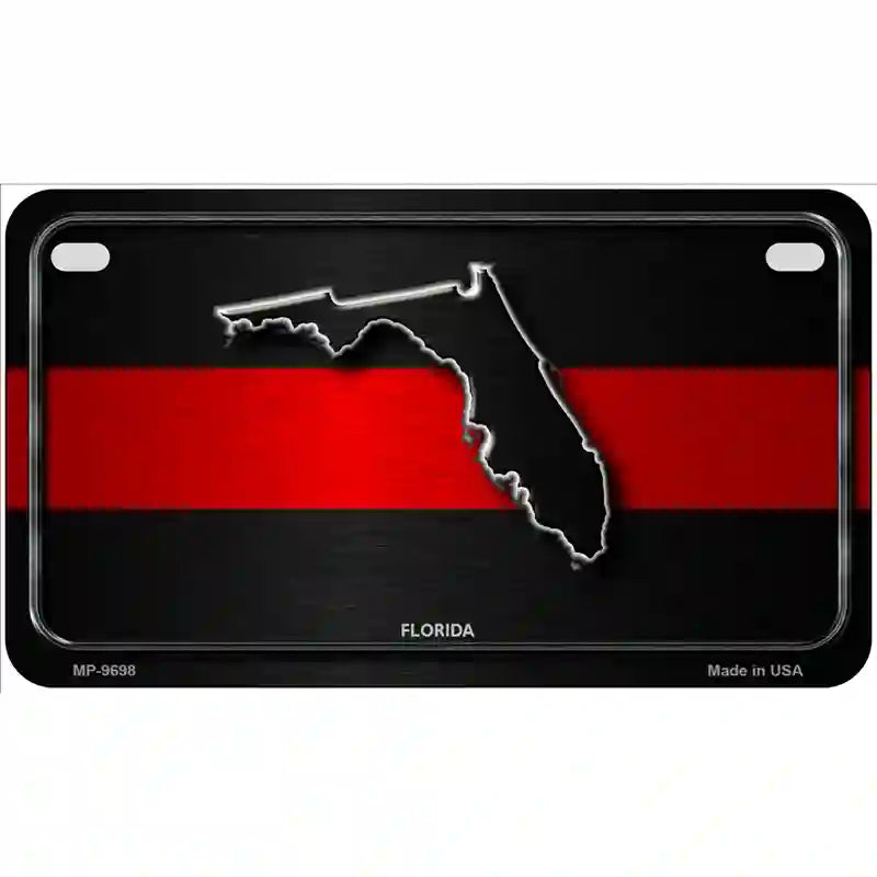 Florida Thin Red Line Metal Novelty License Plate 7" x 4" (MP)