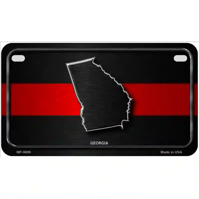 Georgia Thin Red Line Metal Novelty License Plate 7" x 4" (MP)