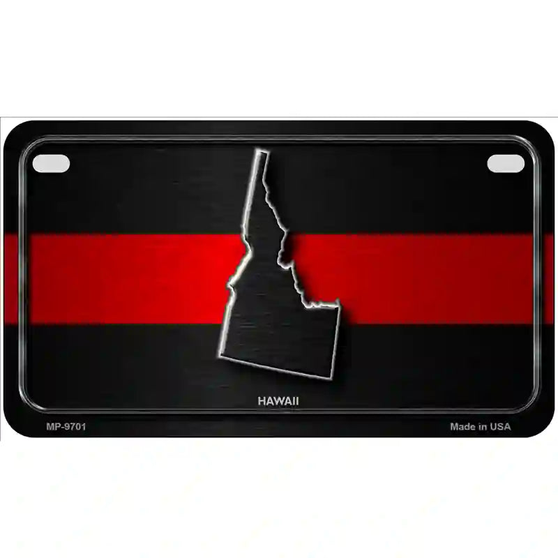 Idaho Thin Red Line Metal Novelty License Plate 7" x 4" (MP)