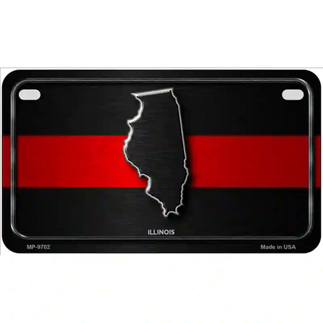 Illinois Thin Red Line Metal Novelty License Plate 7" x 4" (MP)