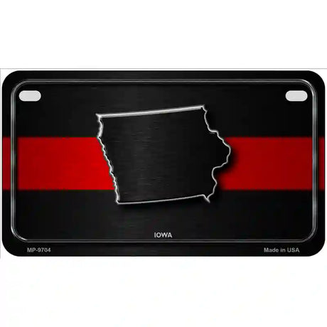 Iowa Thin Red Line Metal Novelty License Plate 7" x 4" (MP)