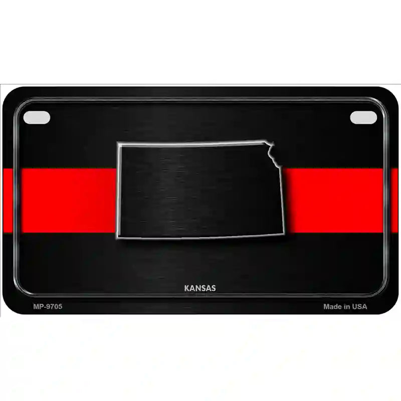 Kansas Thin Red Line Metal Novelty License Plate 7" x 4" (MP)