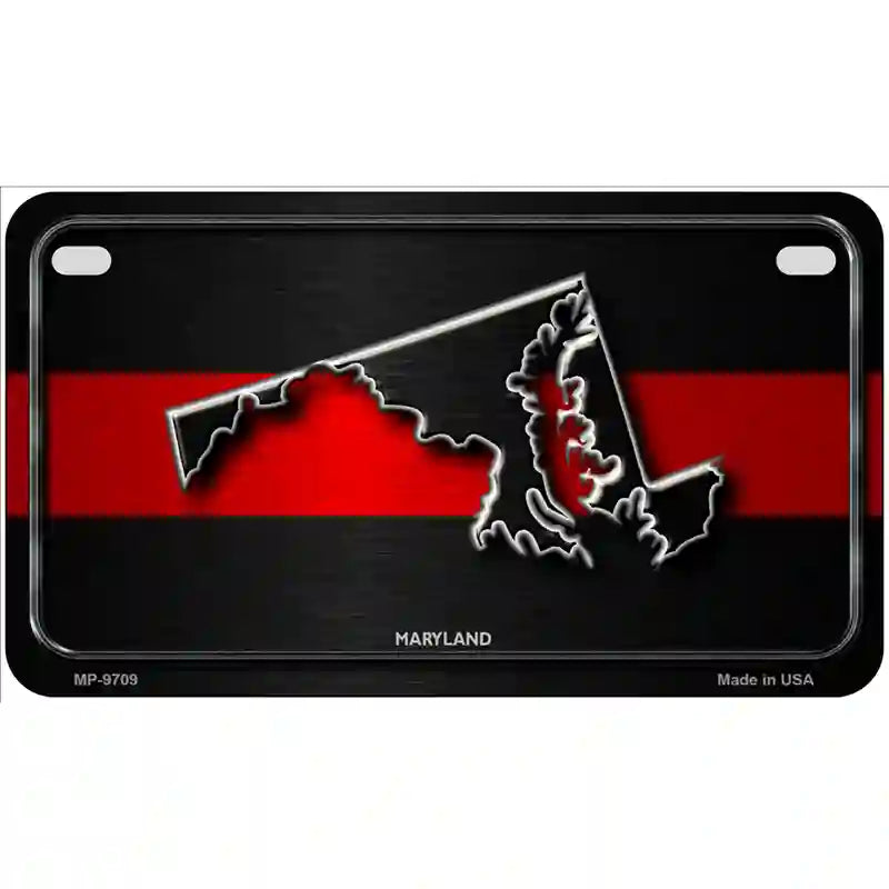 Maryland Thin Red Line Metal Novelty License Plate 7" x 4" (MP)