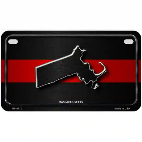 Massachusetts Thin Red Line Metal Novelty License Plate 7" x 4" (MP)