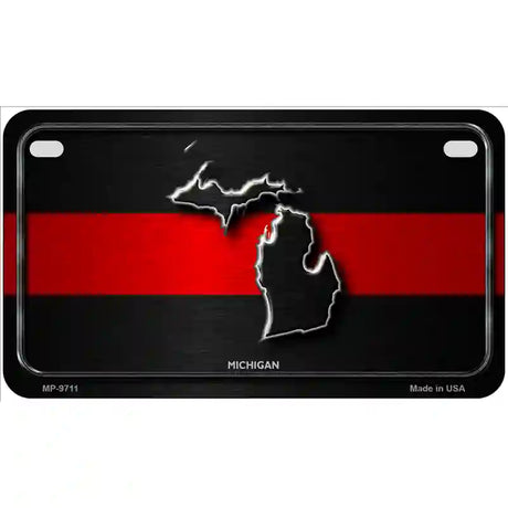 Michigan Thin Red Line Metal Novelty License Plate 7" x 4" (MP)