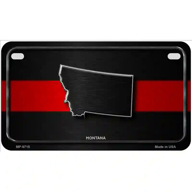 Montana Thin Red Line Metal Novelty License Plate 7" x 4" (MP)