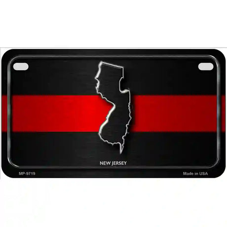 New Jersey Thin Red Line Metal Novelty License Plate 7" x 4" (MP)