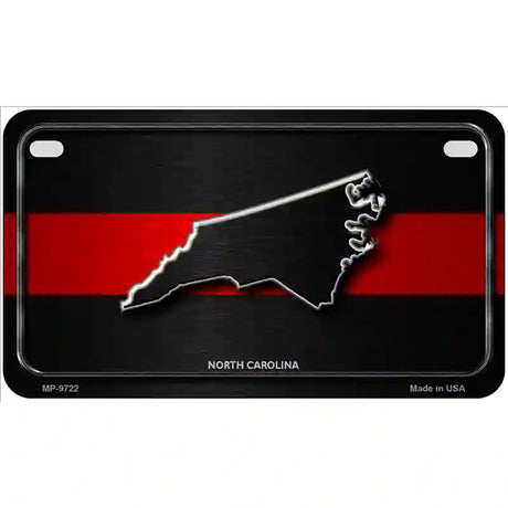 North Carolina Thin Red Line Metal Novelty License Plate 7" x 4" (MP)