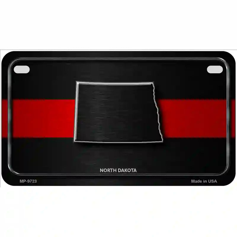 North Dakota Thin Red Line Metal Novelty License Plate 7" x 4" (MP)