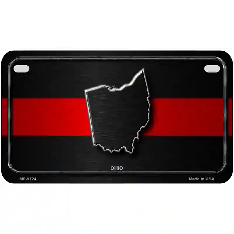 Ohio Thin Red Line Metal Novelty License Plate 7" x 4" (MP)