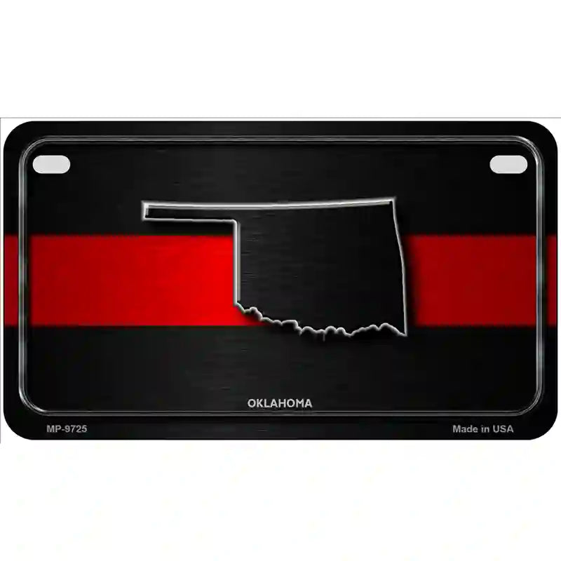 Oklahoma Thin Red Line Metal Novelty License Plate 7" x 4" (MP)