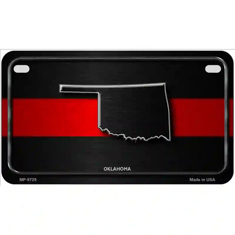 Oklahoma Thin Red Line Metal Novelty License Plate 7" x 4" (MP)