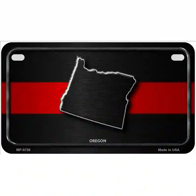 Oregon Thin Red Line Metal Novelty License Plate 7" x 4" (MP)