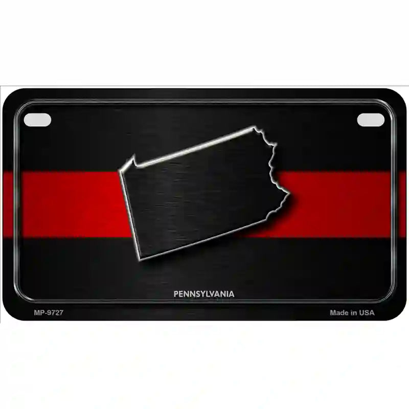 Pennsylvania Thin Red Line Metal Novelty License Plate 7" x 4" (MP)