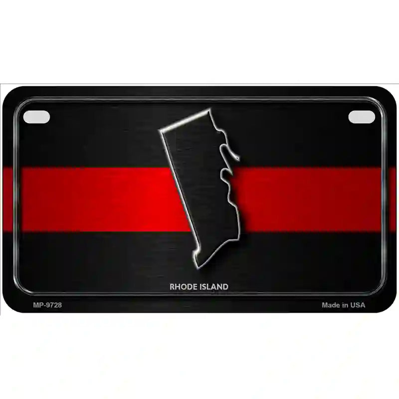 Rhode Island Thin Red Line Metal Novelty License Plate 7" x 4" (MP)