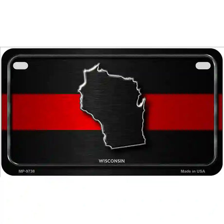 Wisconsin Thin Red Line Metal Novelty License Plate 7" x 4" (MP)