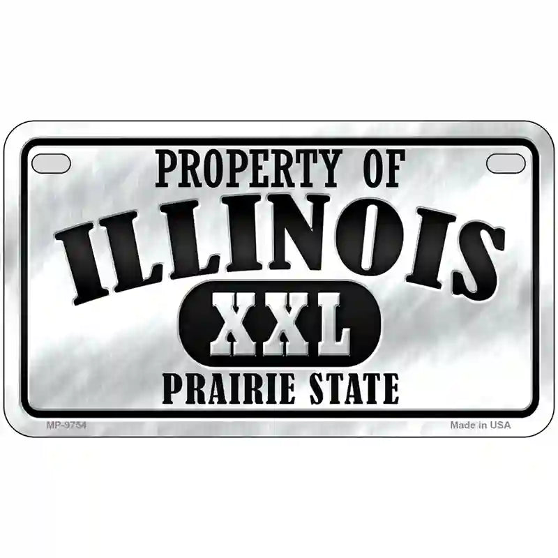 Property Of Illinois Novelty Metal License Plate 7" x 4" (MP)