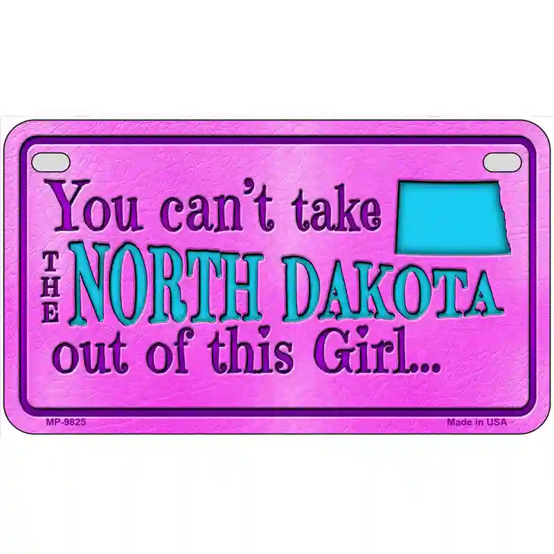 North Dakota Girl Novelty Metal License Plate 7" x 4" (MP)