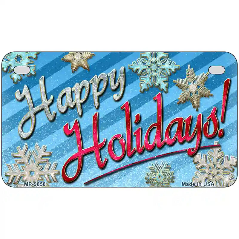 Happy Holidays Snowflakes Metal Novelty License Plate 7" x 4" (MP)