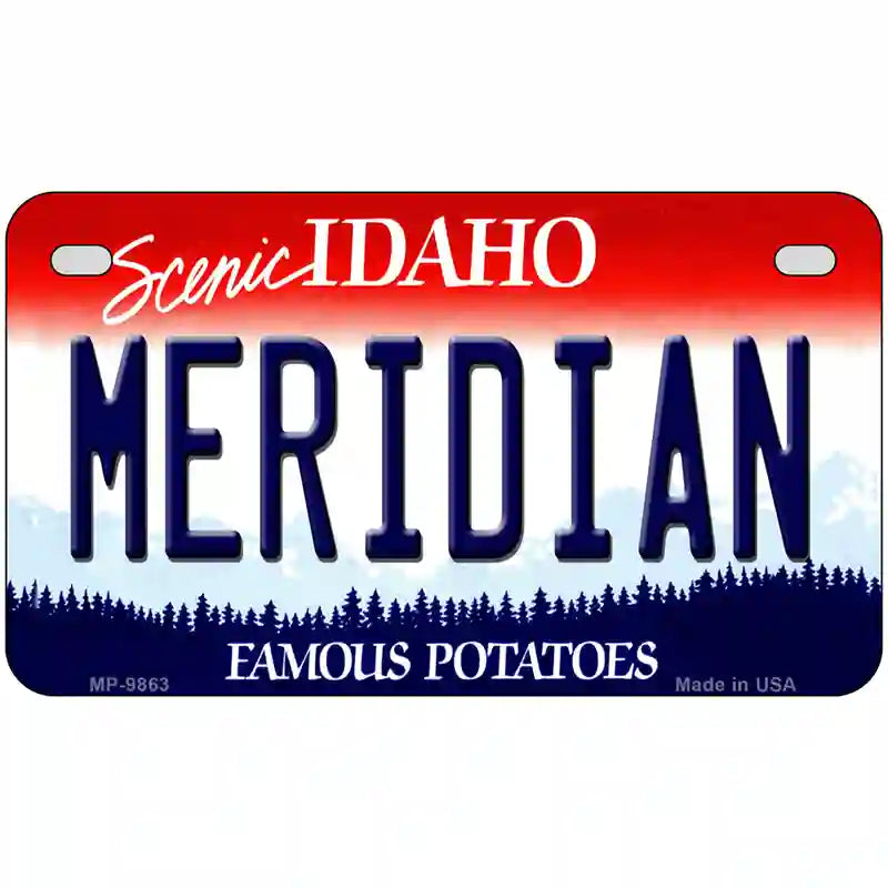 Meridian Idaho Metal Novelty License Plate 7" x 4" (MP)