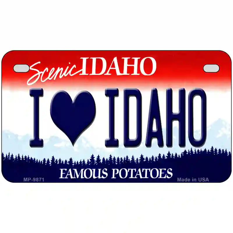 Love Idaho Metal Novelty License Plate 7" x 4" (MP)