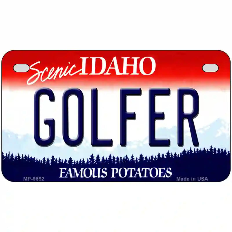 Golfer Idaho Metal Novelty License Plate 7" x 4" (MP)