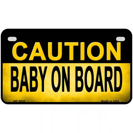 Caution Baby On Board Metal Novelty License Plate 7" x 4" (MP)