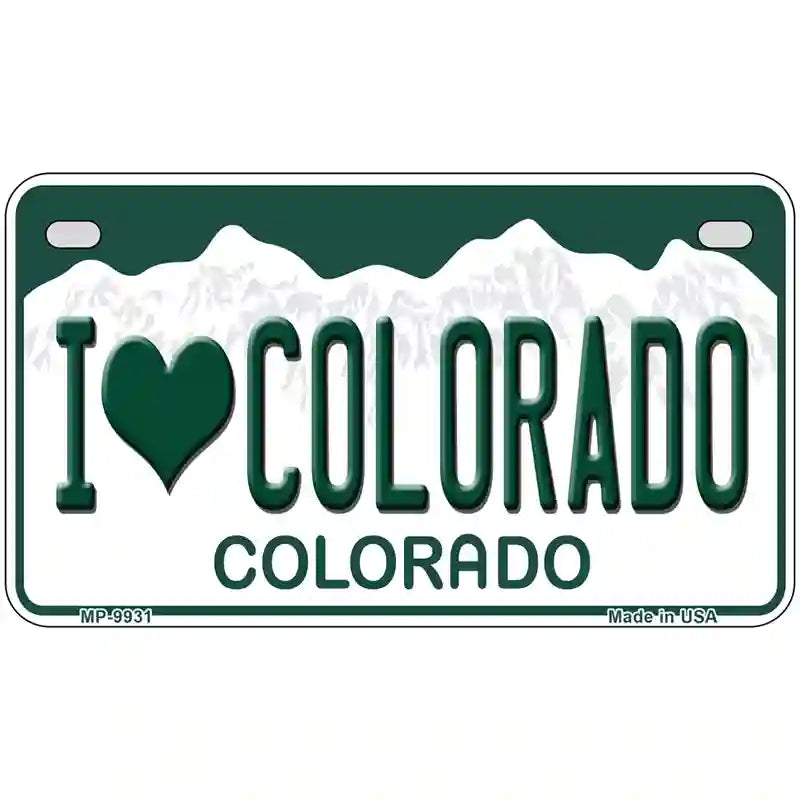 I Love Colorado Metal Novelty License Plate 7" x 4" (MP)