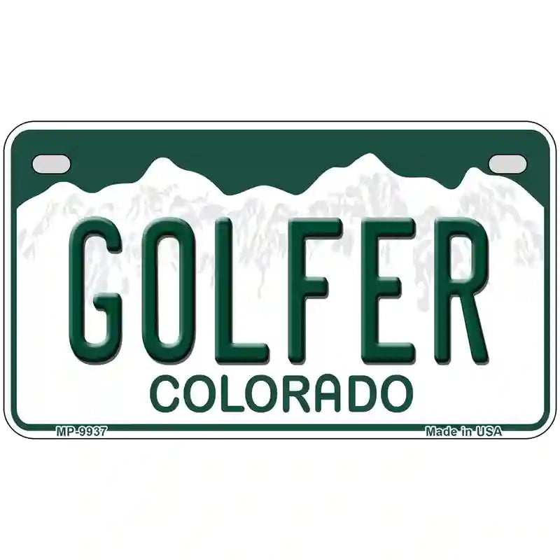 Golfer Colorado Metal Novelty License Plate 7" x 4" (MP)