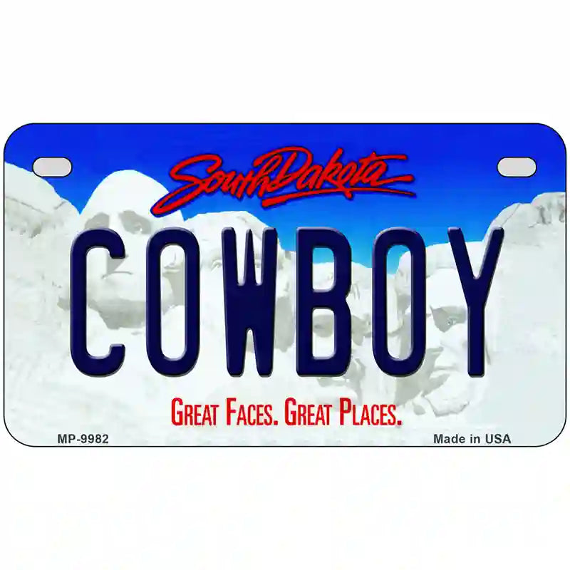 Cowboy South Dakota Metal Novelty License Plate 7" x 4" (MP)