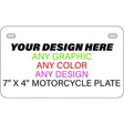 Personalized Design Your Own Custom Motorcycle | Golf Cart Aluminum License Plate Tag Tag | 7" x 4"