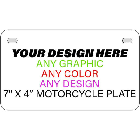 Personalized Design Your Own Custom Motorcycle | Golf Cart Aluminum License Plate Tag Tag | 7" x 4"