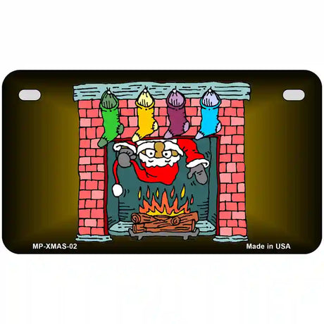 Santa Chimney Metal Novelty License Plate 7" x 4" (MP)