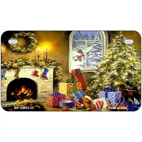 Christmas Scene Metal Novelty License Plate 7" x 4" (MP)