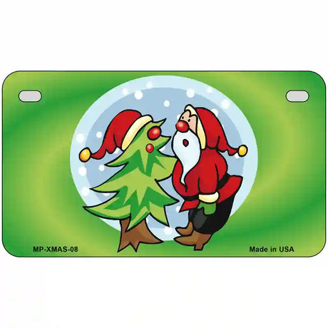 Santa Snow Globe Metal Novelty License Plate 7" x 4" (MP)