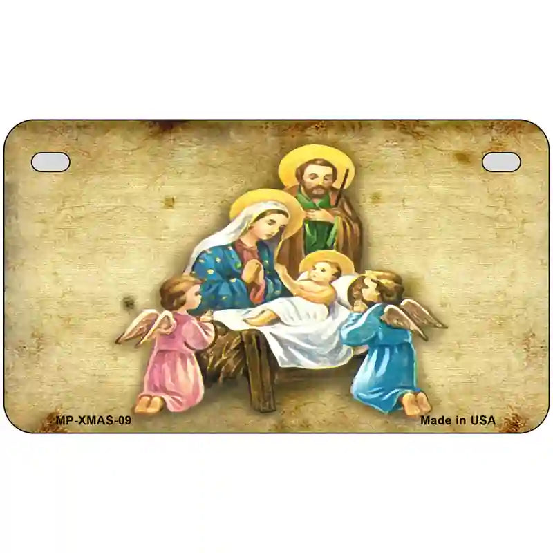 Christmas Manger Metal Novelty License Plate 7" x 4" (MP)