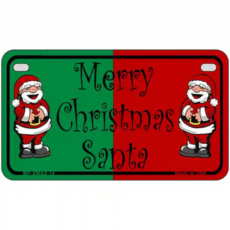 Green Red Santa Metal Novelty License Plate 7" x 4" (MP)