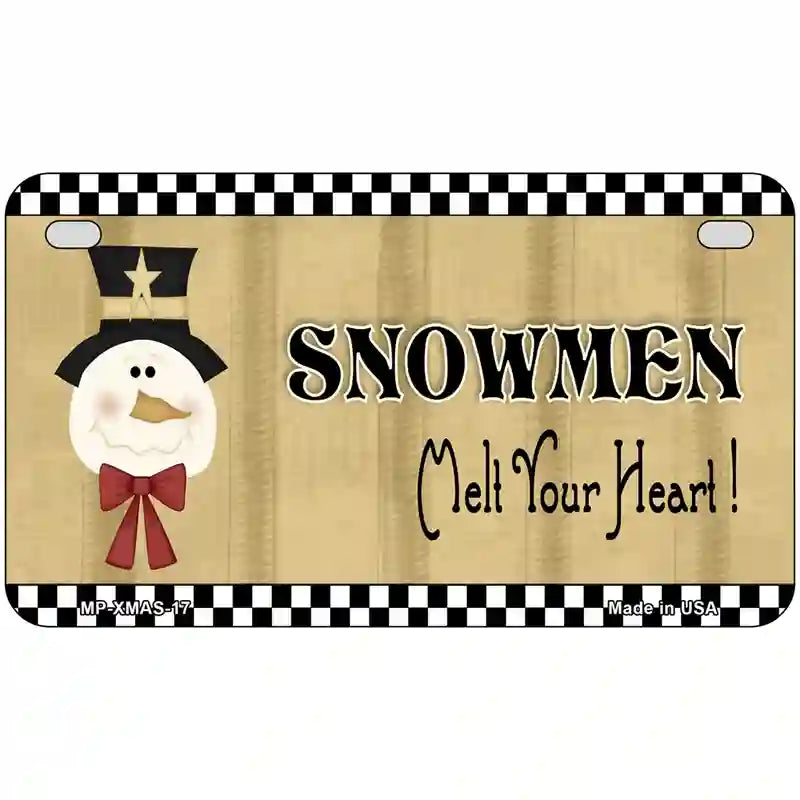 Snowmen Melt Your Heart Metal Novelty License Plate 7" x 4" (MP)