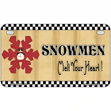 Snowflake Snowmen Melt Your Heart Metal Novelty License Plate 7" x 4" (MP)