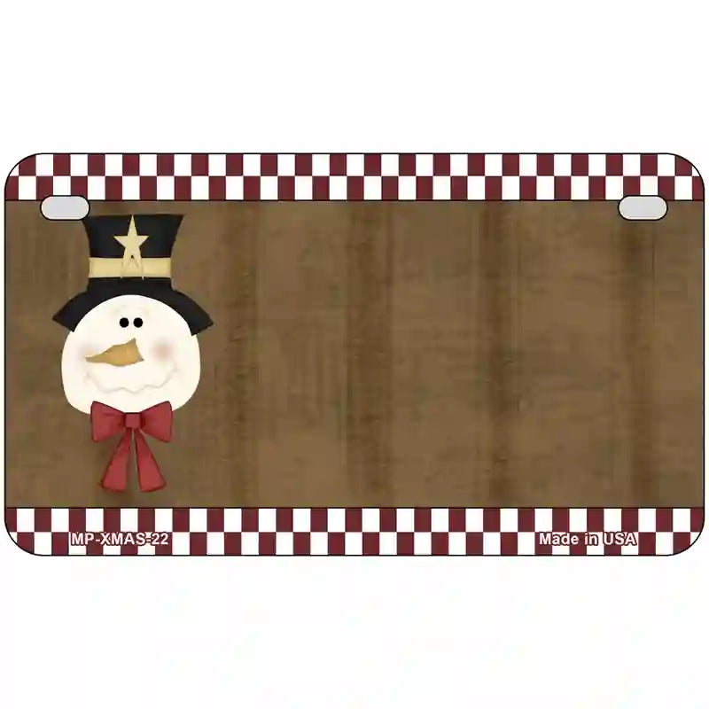 Snowman Offset Metal Novelty License Plate 7" x 4" (MP)