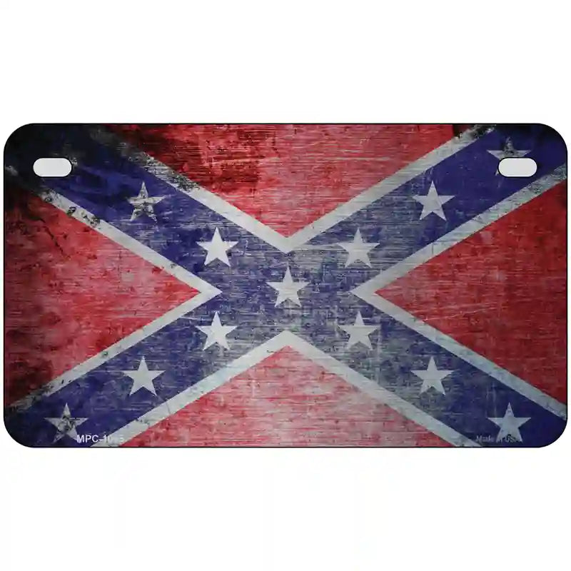 Confederate Flag Scratched Chrome Novelty Metal License Plate 7" x 4" (MP)