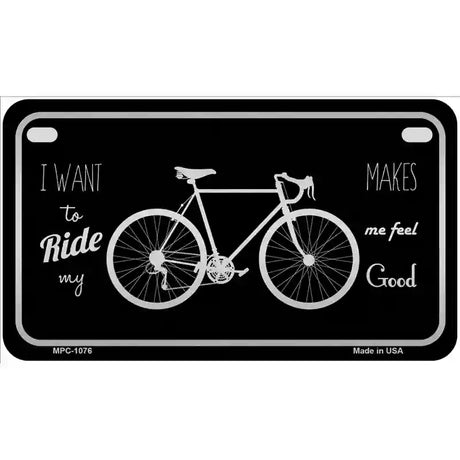 Bike Black Brushed Chrome Novelty Metal License Plate 7" x 4" (MP)