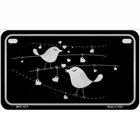 Love Birds Black Brushed Chrome Novelty Metal License Plate 7" x 4" (MP)