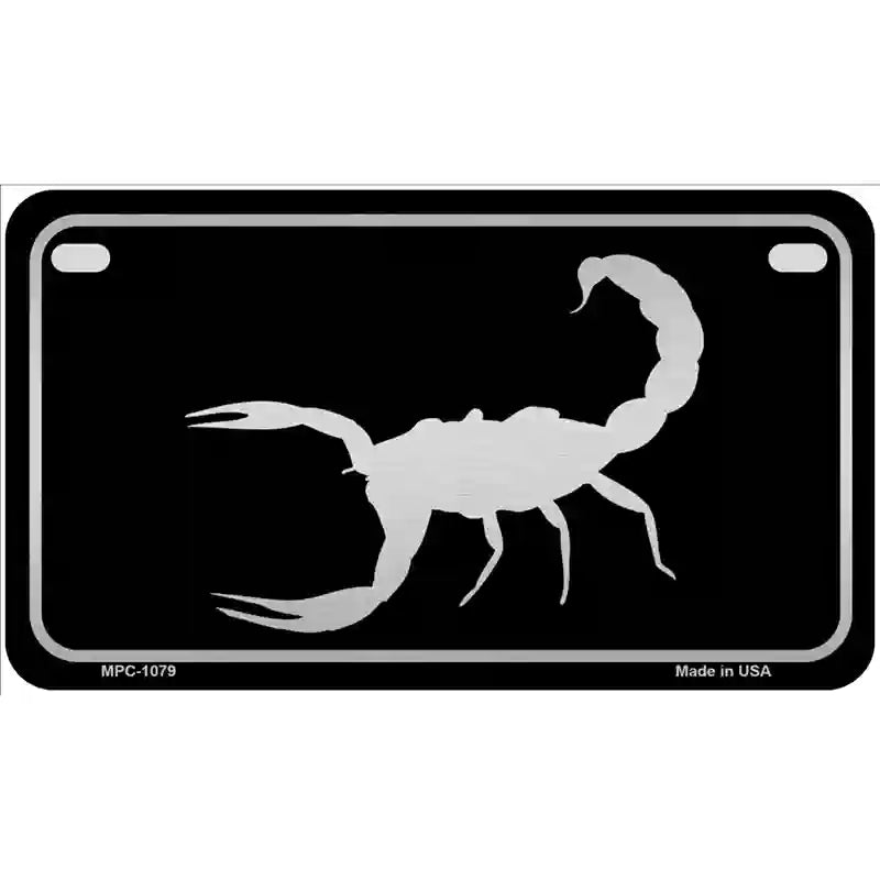 Scorpion Black Brushed Chrome Novelty Metal License Plate 7" x 4" (MP)