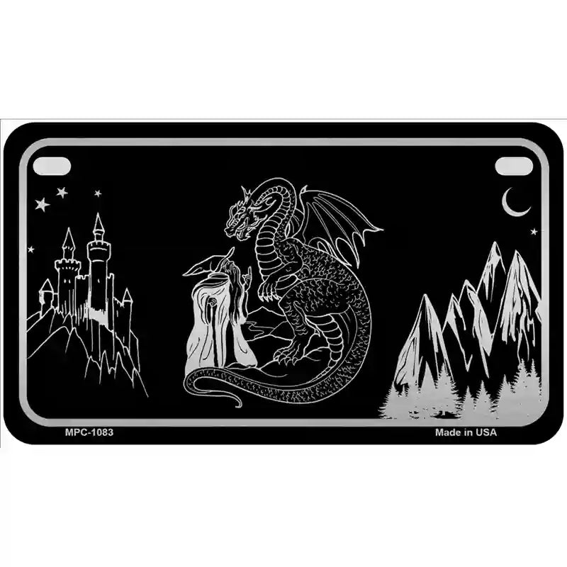 Wizards And Dragons Black Brushed Chrome Novelty Metal License Plate 7" x 4" (MP)