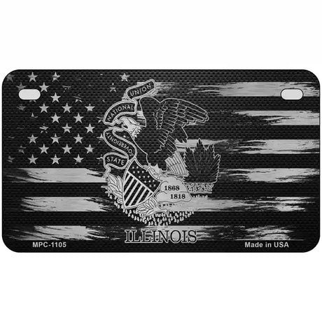 Illinois Carbon Fiber Novelty Metal License Plate 7" x 4" (MP)