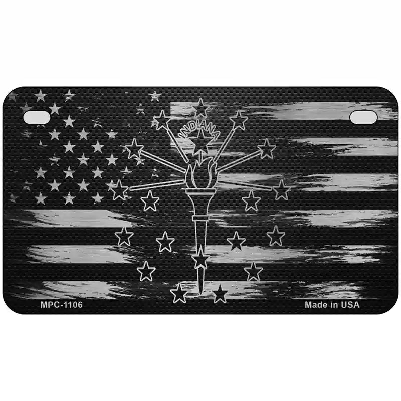 Indiana Carbon Fiber Novelty Metal License Plate 7" x 4" (MP)