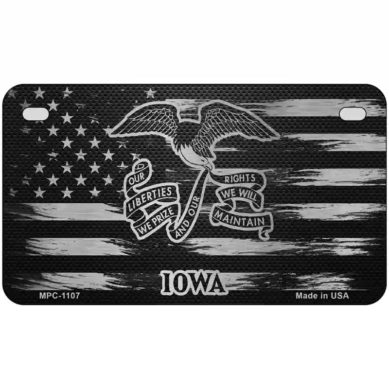 Iowa Carbon Fiber Novelty Metal License Plate 7" x 4" (MP)