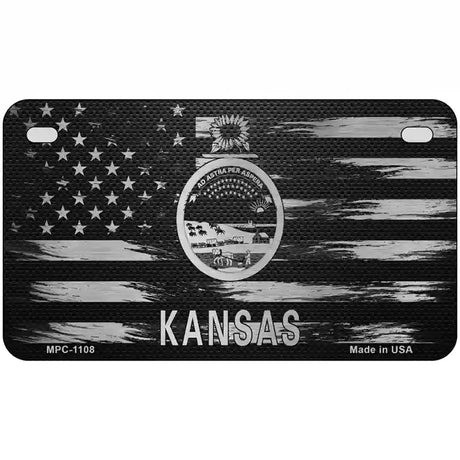 Kansas Carbon Fiber Novelty Metal License Plate 7" x 4" (MP)